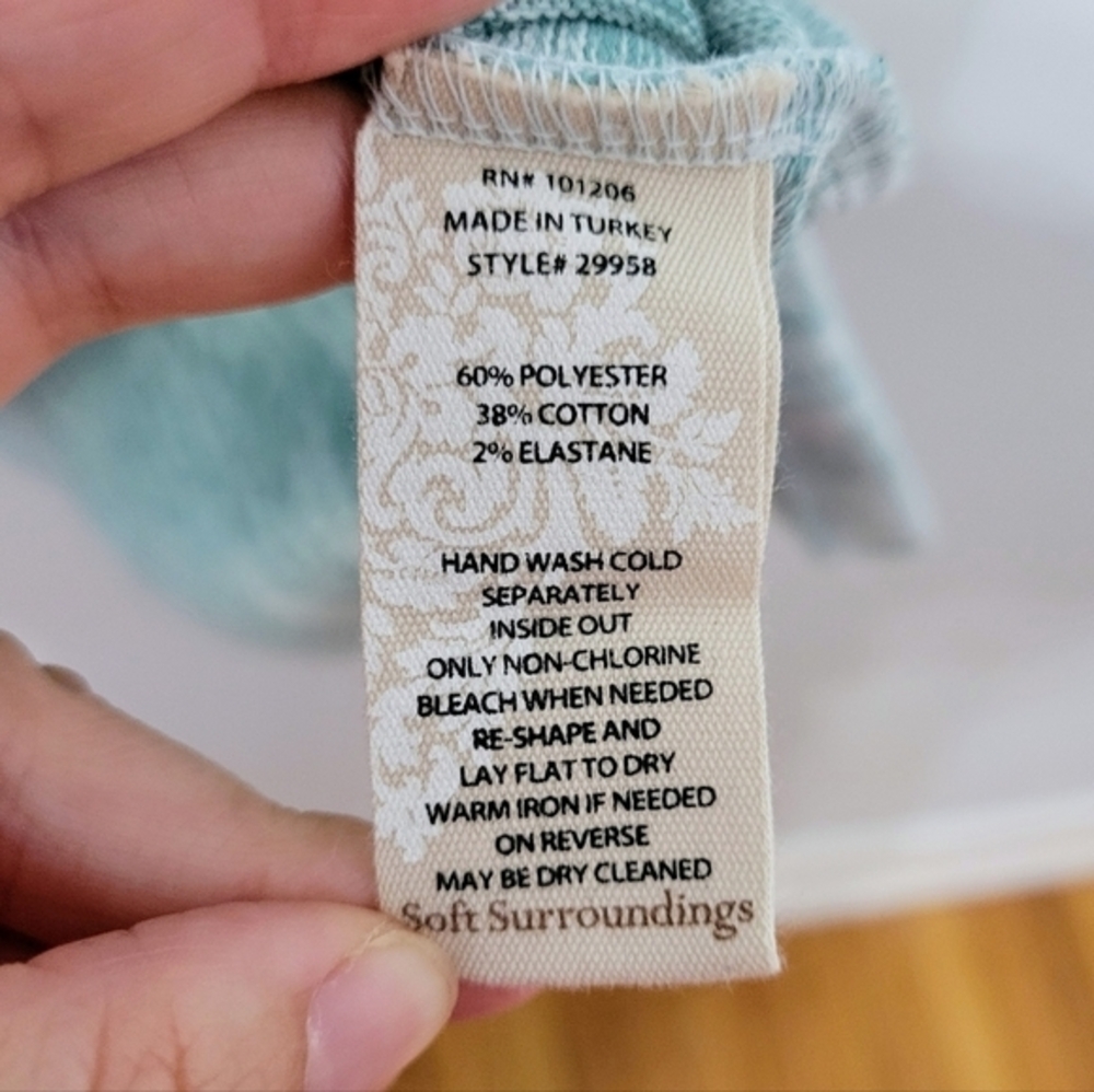 NWOT Soft Surroundings Touchable Long Sleeve Tunic Aqua Size L, Mother of Pearl - Picture 10 of 12